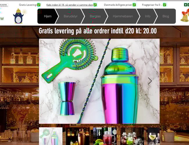 2 år gammel webshop som sælger barudstyr - Omsætning på ca. 90.000 kr.