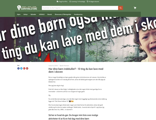 5 år gammel webshop med outdoor udstyr sælges - 2.8 mio i omsætning 2019