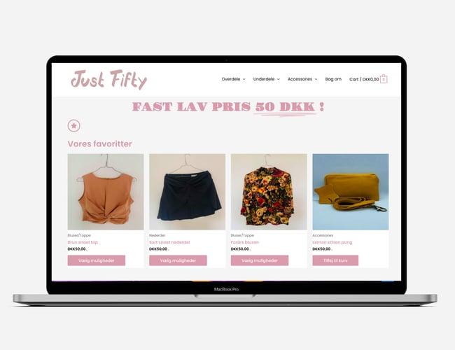JUSTFIFTY.DK - Alt uanset størrelse, model og design koster 50 kr.