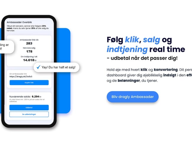 Dragly.dk - Forvandler billeder til perfekte SoMe opslag på få sekunder! 100% automatisere AI platform med indbygget Ambassadør system. Ca. 700 udviklingstimer!