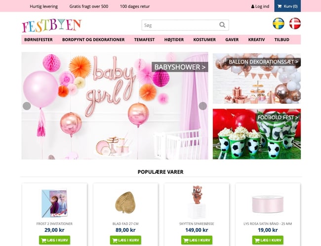 Webshop med festartikler fra 2016 - Omsætning 2020/21 : 1.226.206 kr. 