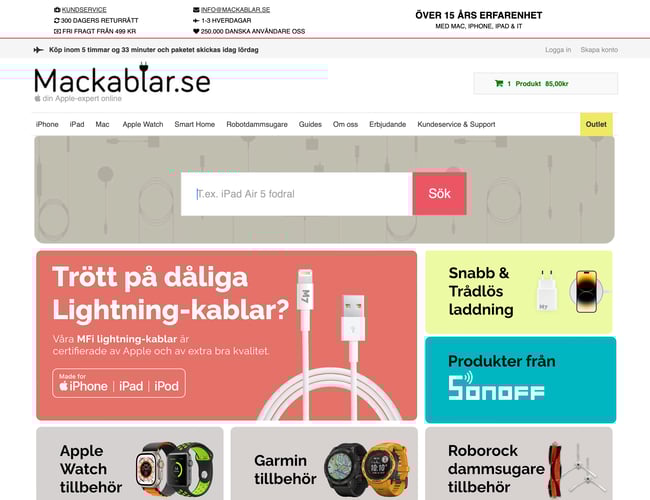 [MacKabler.dk] - 12 år gammel webshop med godt renommé og struktur