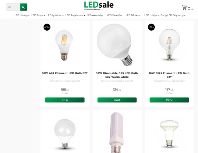 Velfungerende webshop med LED produkter og eksisterende kundegruppe