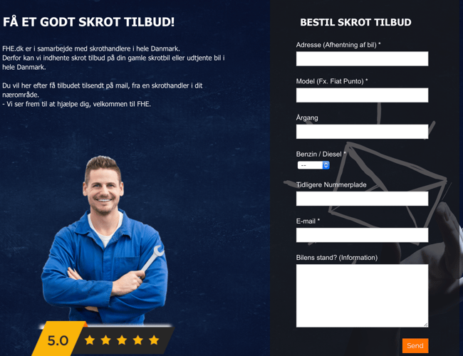 FHE.dk - Ny igangværende skrot hjemmeside med oplysninger fra skrot biler 