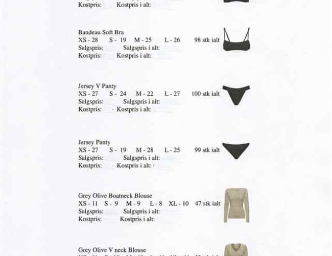 Salg af varelager af tøj 
