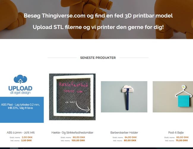 Webshop med salg af 3D produkter