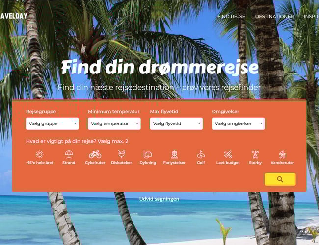 Affiliate side med store muligheder og fastebesøgende indenfor rejsebranchen