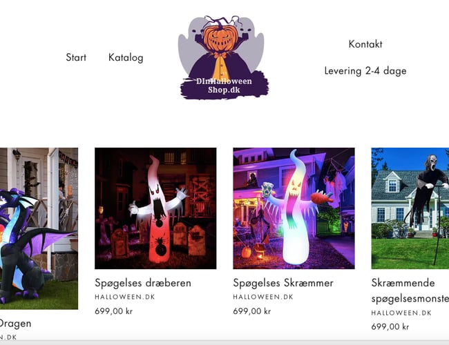 Webshop med halloween produkter - Dropshipping med 2-4 dages levering 