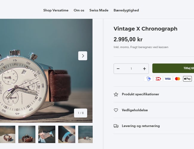 Salg af versatime.dk (Swiss Made private label ure)