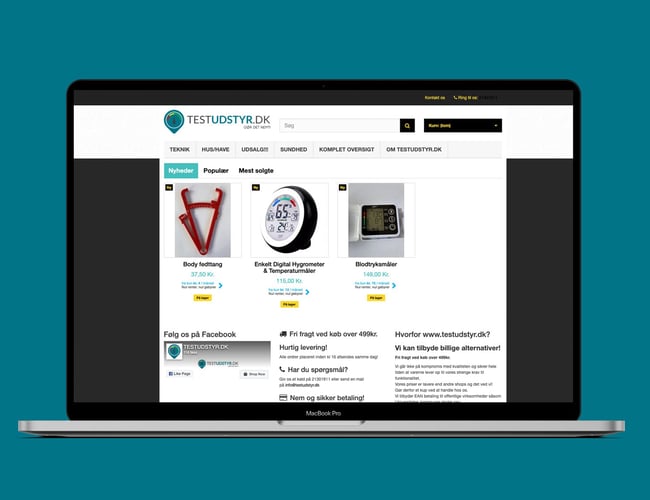Lille nem webshop med salg af diverse gør det selv, Test udstyr. 