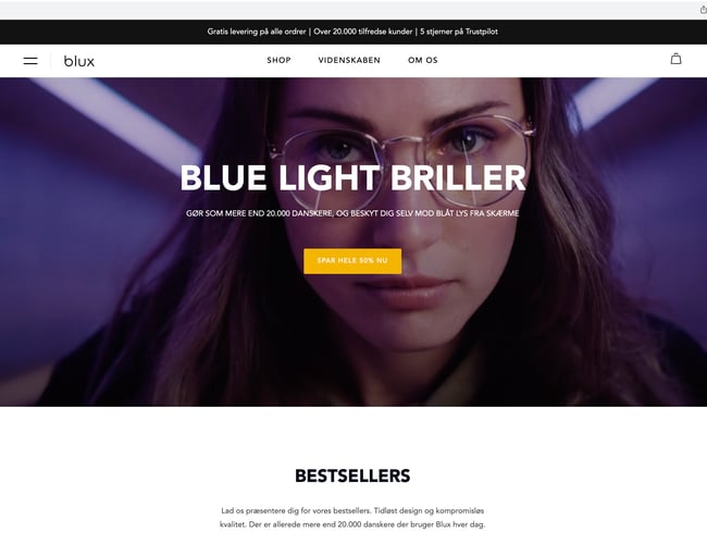 Bluxglasses.dk (Blux) / Køreklar webshop med millionomsætning inkl. stort varelager
