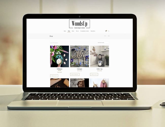 Webshop - WoodsUp.dk  Design og interiør - Nettoomsætning 2017: Kr. 111.378,- 