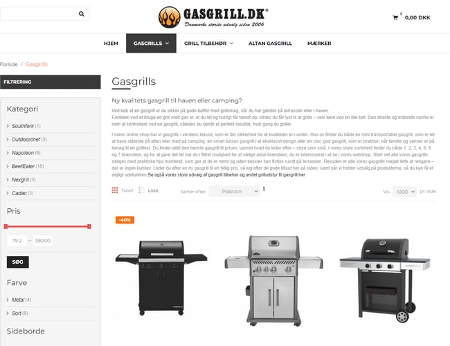 Gasgrill.dk webshop med alt inden for grill og tilbehør