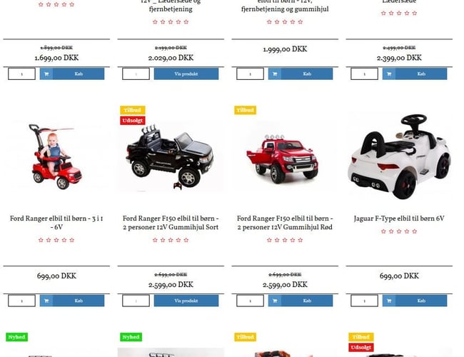 Webshop med elbiler til børn - og meget andet.