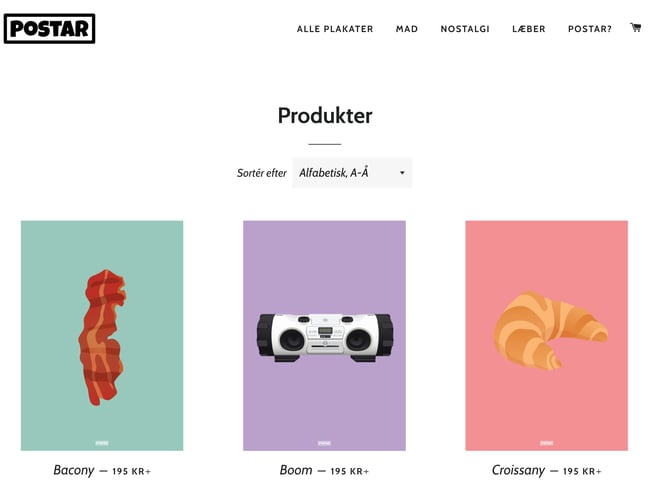 Postar.dk - Plakat koncept til salg med tilhørende sociale medier og webshop.