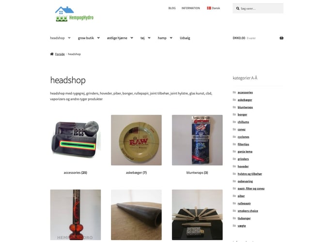Headshop med tøj og andet - cbd, piber, rullepapir mm. - Webshop