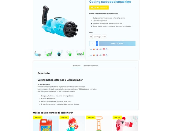 Nystartet Sommer Niche shop med 100K i varelager sælges