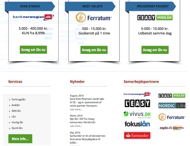 Affiliate side til salg