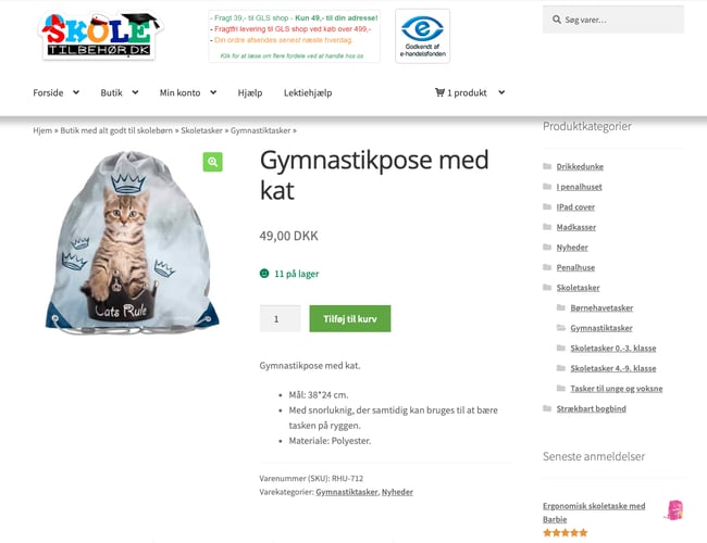 Skoletilbehoer.dk - Velkørende webshop med skoleting. - Omsætning i 2018: 503.830 kr.