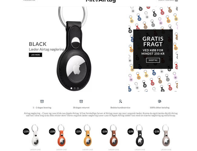 Webshop m. tilbehør til Apple Airtag (Alt til start indkluderet)