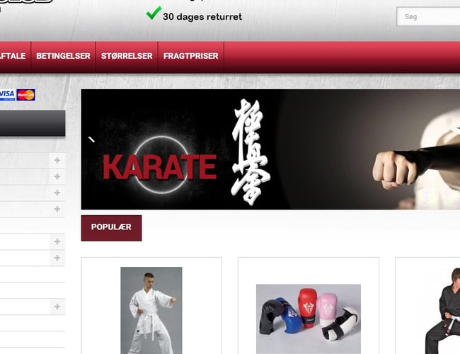 Veletableret Dropship Webshop med kampsportsudstyr | oms 125.000 /år.