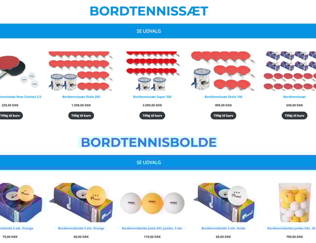 Bordtennisshop.dk - Der følger 4-5 leverandøraftaler - Klar til omsætning. 