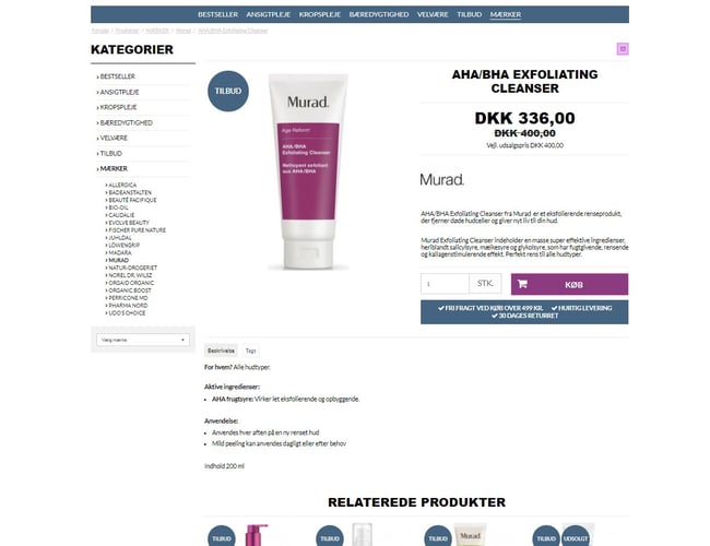 Beauty Webshop + agentur på hudplejeprodukter