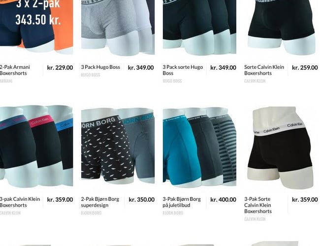 Webshop med salg af boxershorts.