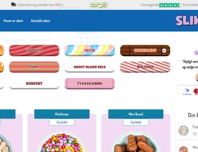 Salg af slikaben.dk - Omsætning: 133.000 kr. 