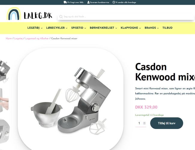 Laleg.dk - etableret webshop med salg af legetøj - Omsætning i 2021: 116.800 kr.