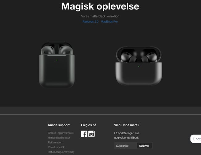 Unik dropshipping side med salg af branded høretelefoner. 