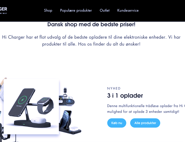 Dropshipping webshop med salg af trendy opladere!