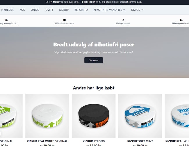 100% køreklar webshop på flere sprog, inkl leverandør. - Produkterne er nikotin fri produkter og tobak fri 