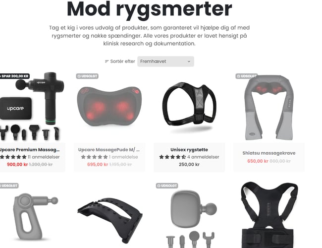 Webshop med salg af massagepistol og produkter mod rygsmerter - Omsætning: 162.000 kr. 