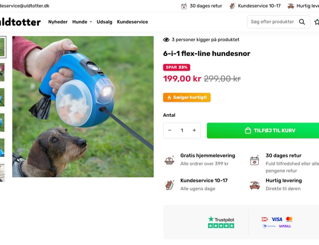 Webshop med salg af hundeudstyr, legetøj, snacks og foder - Omsat for cirka 52.000 kr.