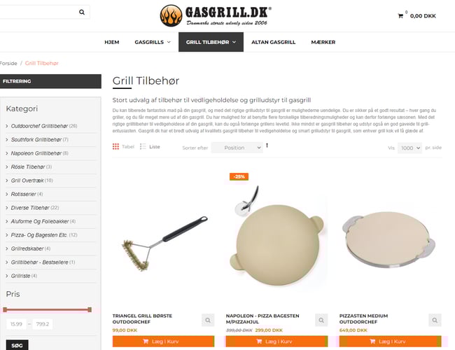 Gasgrill.dk webshop med alt inden for grill og tilbehør