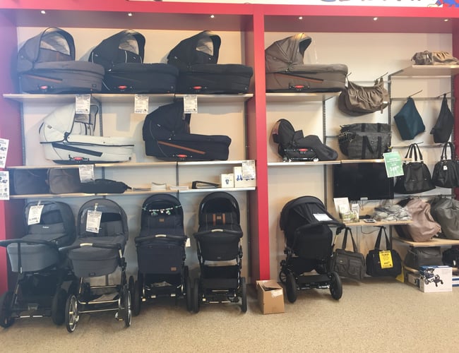 Stækt nedsat ved hurtig handel.  salg af tøj og tilbehør til de mindste (4,3 millioner i omsætning 2015/16)