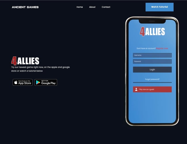 4Allies er et online kortspil til IOS/ANDROID - 1200 downloads