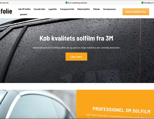 billig-folie.dk - Webshop med omsætning sælges - Solfilm til biler og folie til bil indpakning både til privat og erhverv.