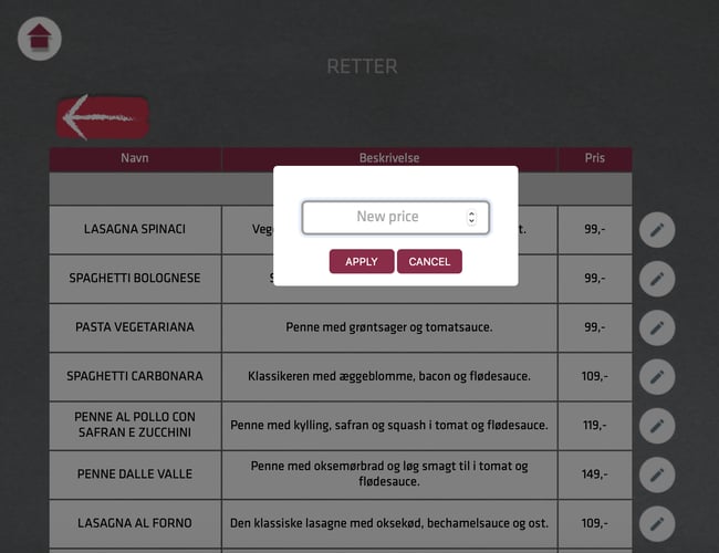 Rettigheder og kildekode til restaurant-app og website