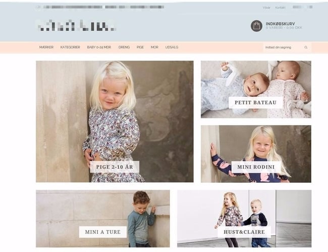 Flot webshop med børnetøj. Dandomain og Onlineplus design