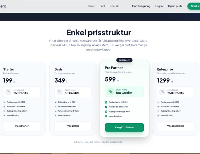  Cleanero.dk - SaaS Lead-platform med AI, CRM & Credit-system