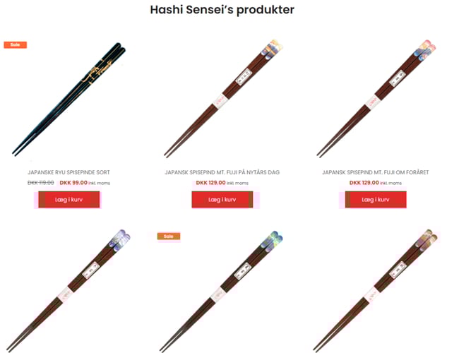Hashi-sensei - Webshop med salg af spisepinde importeret fra Japan af høj kvalitet. - Omsat i alt:  41.148 kr.
