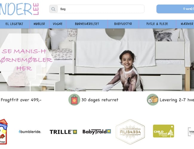 Kinderlee.dk - Dropshipping webshop med babyudstyr, legetøj og møbler til børn