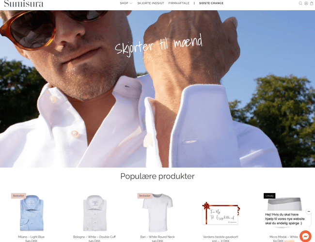 Etableret online skjorte-virksomhed til salg