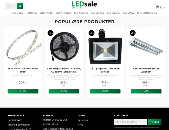 Velfungerende webshop med LED produkter og eksisterende kundegruppe