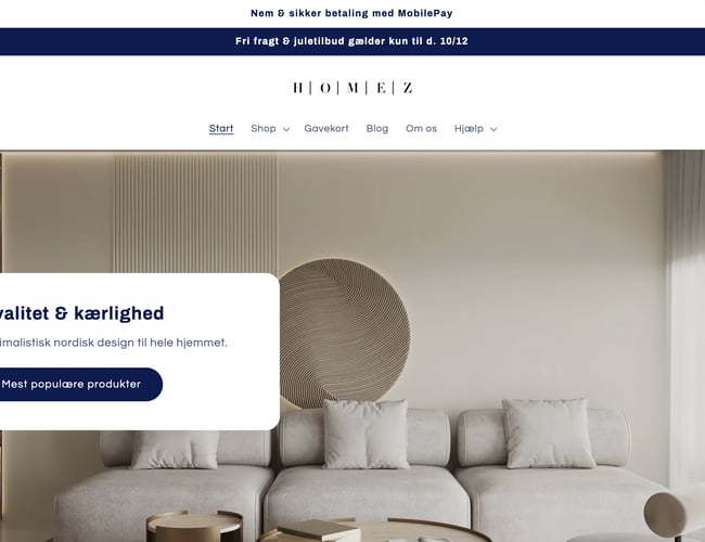 HOMEZ | 100% Køreklar dropshipping webshop med møbler/indretning