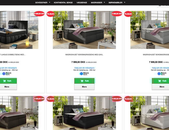 Madrashuset.dk - Webshop til salg. - Stort udvalg af møbler med dropshipping løsning på 10-35% afkast.