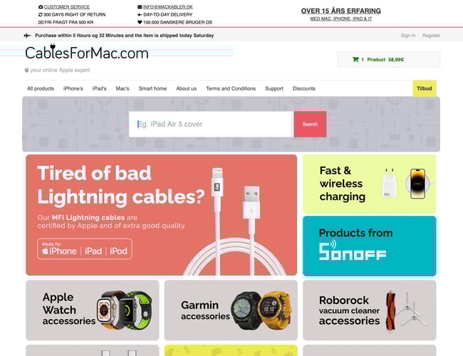 [MacKabler.dk] - 12 år gammel webshop med godt renommé og struktur