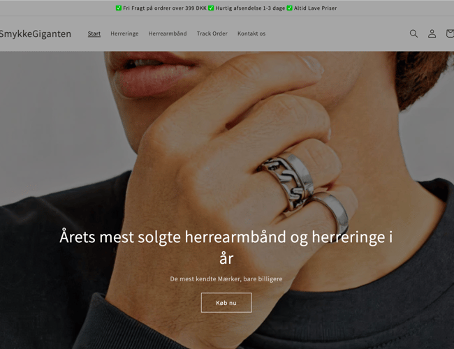 Flot eksklusiv webshop med salg af herrearmbånd og herreringe
